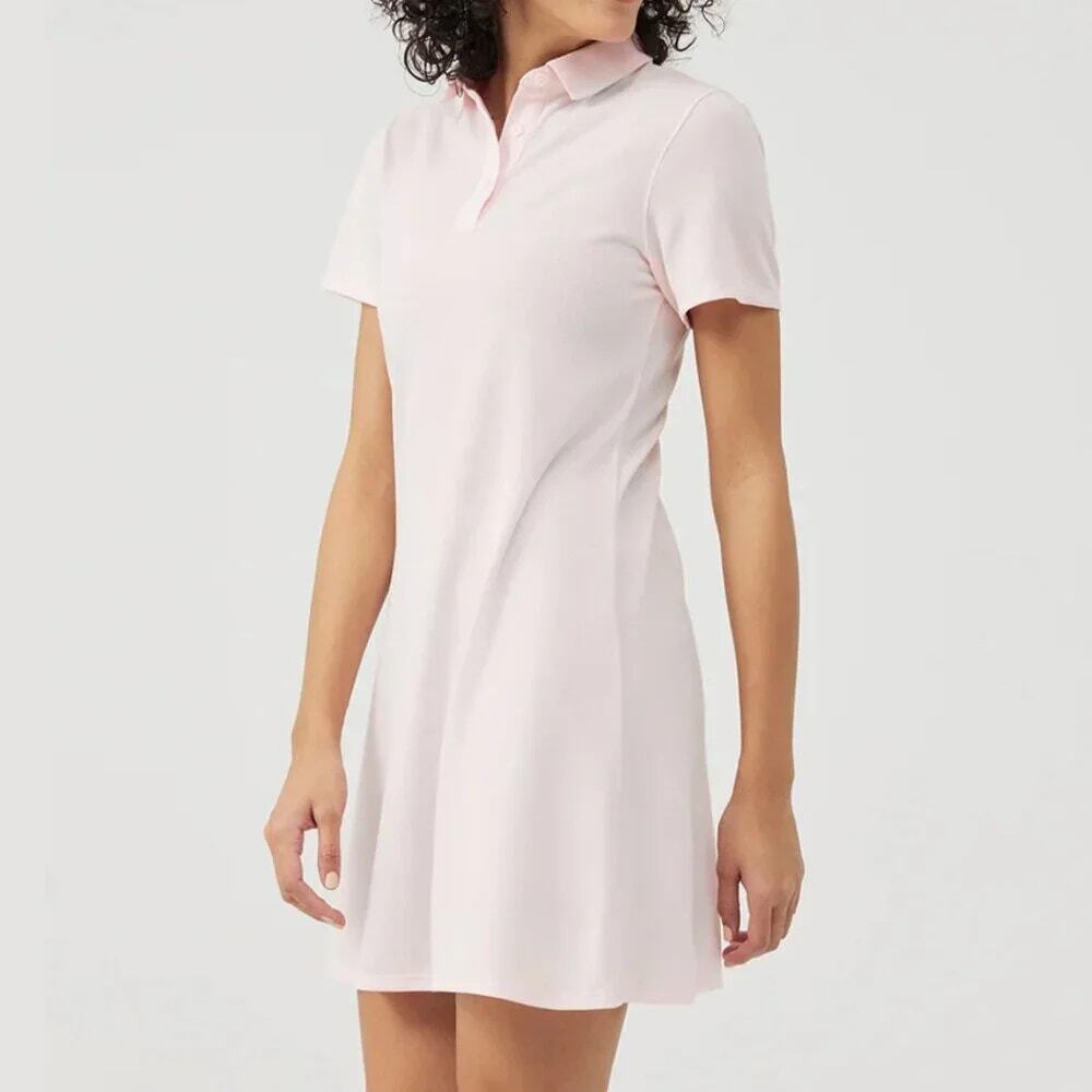 Outdoor Voices Light Pink Birdie Polo T-Shirt Dress Preppy Golf Women's Med